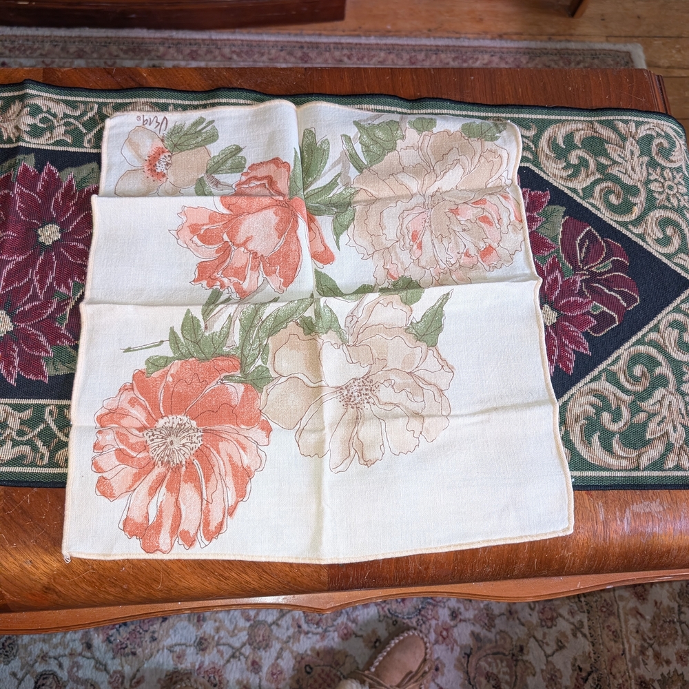 BOGO Items $8 And Under: Floral Cotton Napkin in Coral and Cream